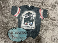 Messy Bun Baseball Mom Bleached T-shirt