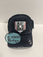 In My Baseball Mom Era Home Plate Shaped Leather Patch Hat (Baseball Background)