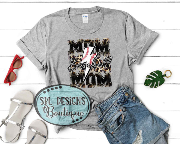 Lightning Bolt Leopard Baseball Mom