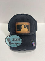 Baseball Player Leather Patch Hat