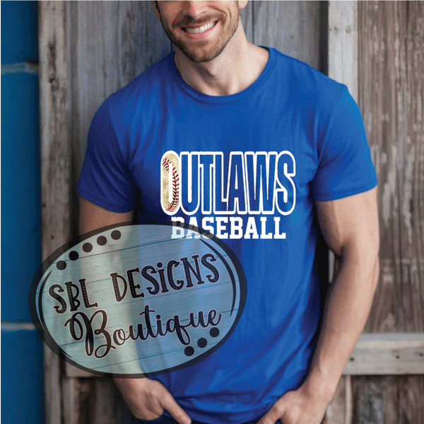 Outlaws Baseball in O- T-shirt- Unisex Design (Royal Blue)
