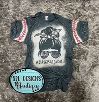 Messy Bun Baseball Mom Bleached T-shirt