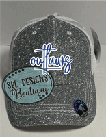 Outlaws Ladies- Cursive Design Hat- Leather Patch with Glitter Design