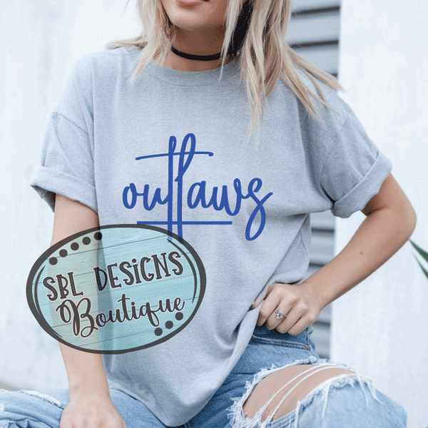Outlaws Ladies Tee – Pretty Font (Sport Grey)