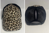 Leopard Basebll Mom Leather Patch Hat