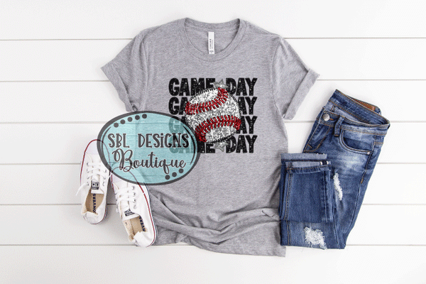 Game Day Baseball Faux Glitter Design