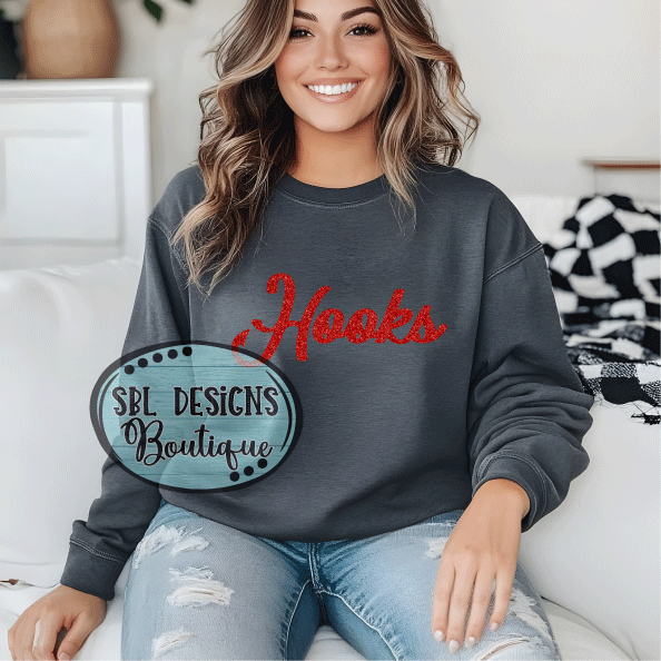 New GA Hooks | GLITTER Team Logo | Charcoal Sweatshirt