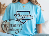 PS Choppers | Fans GLITTER Team Logo | Light Blue T-Shirts | Grey Tank Top