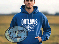 Outlaws Baseball Distressed Design- (Royal Blue Hoodie)