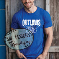 Outlaws Baseball Distressed Design- (Royal Blue T-Shirt)