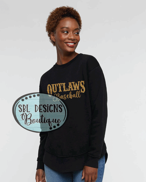 Williams Outlaws | GLITTER Western Outlaws | Women's Black Premium Sweatshirt
