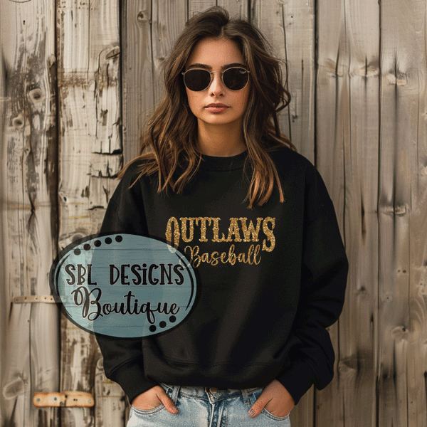 Williams Outlaws | GLITTER Western Outlaws | Black Sweatshirt