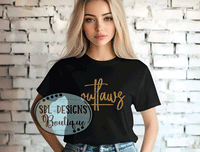 Williams Outlaws | GLITTER Cursive Outlaws | Black T-Shirt