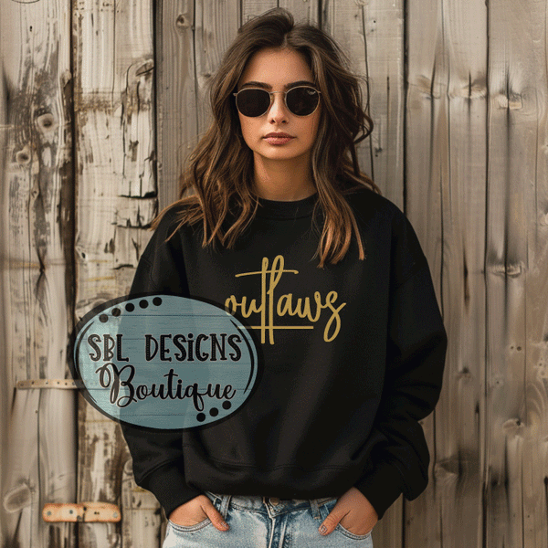 Williams Outlaws | Cursive Outlaws | Black Sweatshirt