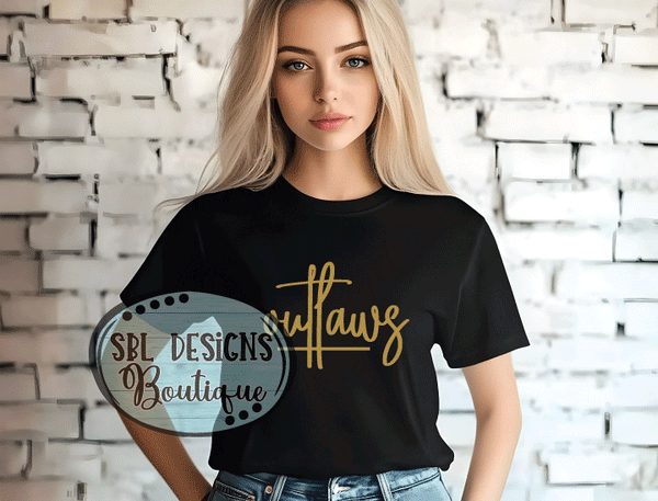 Williams Outlaws | Cursive Outlaws | Black T-Shirt