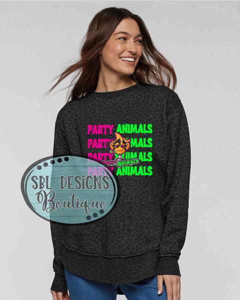 NG Party Animals | Stacked Logo | Premium Black Leopard Sweatshirt