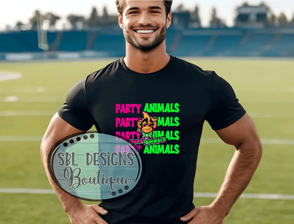 NG Party Animals | Stacked | Black T-Shirt