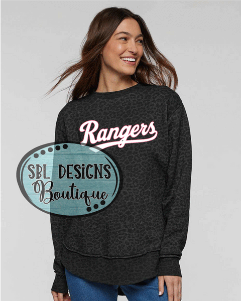 New Georgia Rangers | Logo Only | Women's Black Leopard Premium Sweatshirt