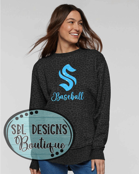 New Georgia Smoke Women's Black Leopard Premium Sweatshirt- GLITTER DESIGN