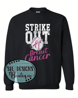 Strike Out Breast Cancer Black Tee, Sweatshirt, or Hoodie